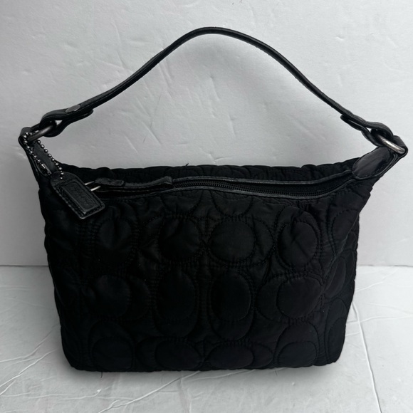 Coach Y2K Soho Quilted Mini Hobo Shoulder Bag Lather Nylon Wristlet Zipper Black - Picture 5 of 16